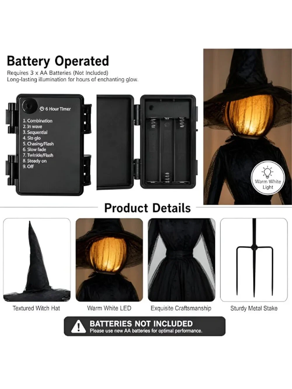 Halloween Decorations Outdoor, 6 FT Set of 3 Light Up Witches Holding Hands